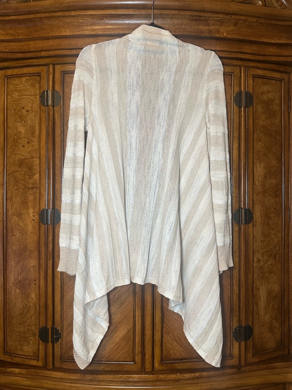 Mossimo Supply Co Cream Striped Waterfall High Low Cardigan Sweater M - Picture 2 of 9
